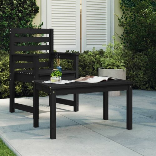 VidaXL Vrtni stol crni 82 5 x 50 5 x 45 cm od masivne borovine Slike