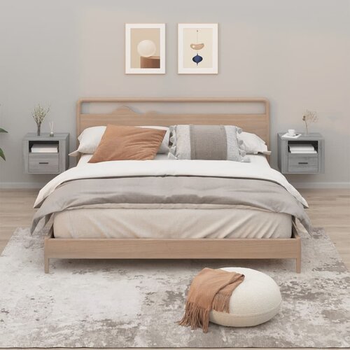 VidaXL Zidni noćni ormarići 2 kom Boja sivog hrasta sonome 50x36x40 cm Slike