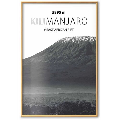  Plakat - The majestic Kilimanjaro mountain peak  crown of mountains  mountain landscape 21x30 Zlatni okvir Cijene