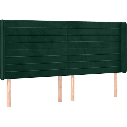  Uzglavlje s u&amp;scaron;ima tamnozeleno 203x16x118/128 cm bar&amp;scaron;unasto Slike
