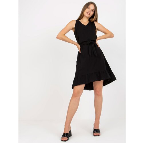 Fashion Hunters Black cotton basic dress with a frill RUE PARIS Slike