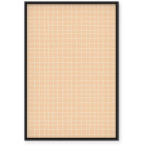  Slika - Waving Lines - Creamy Grid on a Noisy Pastel Background 40x60 U crnom drvenom okviru Slike