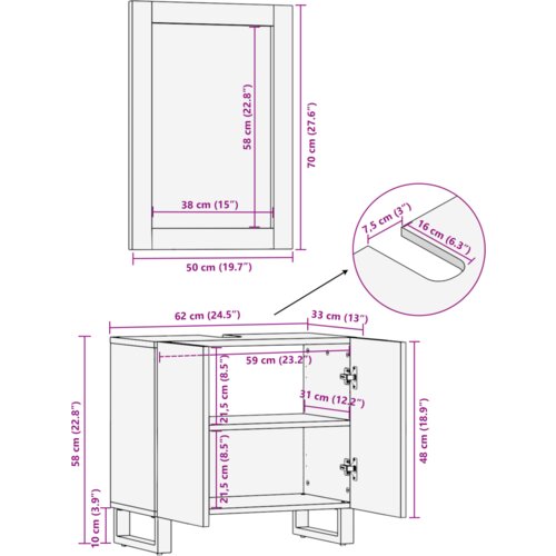 VidaXL Set namje&amp;scaron;taja za kupaonicu 2 pcs Bijela 62 x 33 x 58 cm Slike