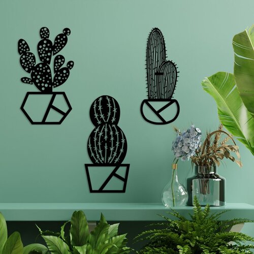 Wallity zidna dekoracija Cactus-1, 25 x 45 cm, crna Cene