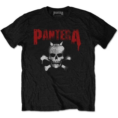 Pantera majica Horned Skull Stencil M Črna