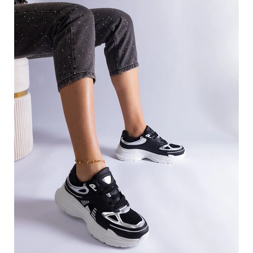 Gemre Black women's sneakers with silver inserts Gaytan Cene