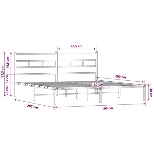  Okvir kreveta bez madraca s uzglavljem boja hrasta 160x200 cm Slike