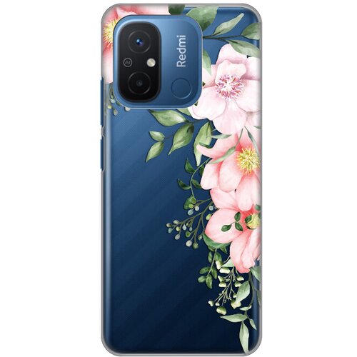 Silikonska maska za Xiaomi Redmi 12C Gentle Rose Pattern Print Skin providna Slike