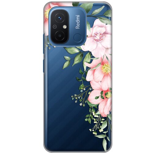 silikonska maska za Xiaomi Redmi 12C Gentle Rose Pattern Print Skin providna Slike