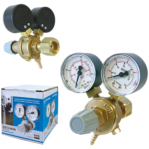 Gys regulator tlaka (prikladno za: boce sa zaštitnim plinom, manometar (2 kom.), količina protoka: 20 l/min)