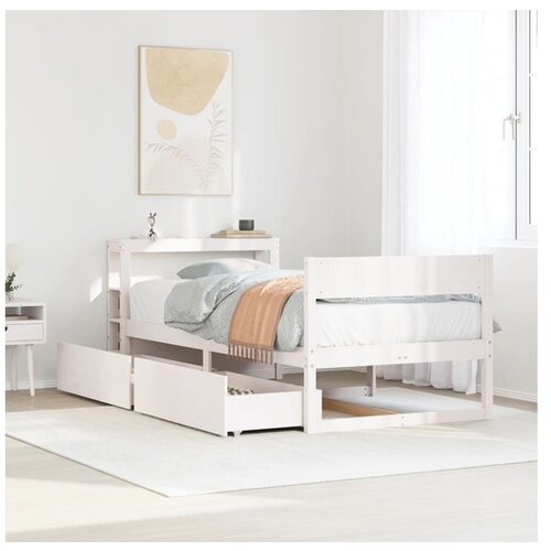 vidaXL Posteljni okvir brez vzmetnice bel 90x190 cm trdna borovina Cene
