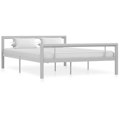Furnova Posteljni okvir siv in bel kovinski 140x200 cm, (21943393) Slike