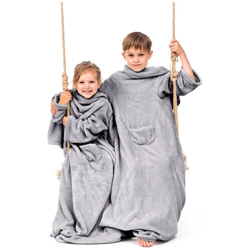 DecoKing Siva dječja deka s rukavima Lazykids Slike