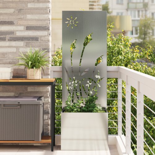 vidaXL Vrtno korito z dekorativno ploščo Srebrna 50 x 140 cm Cene