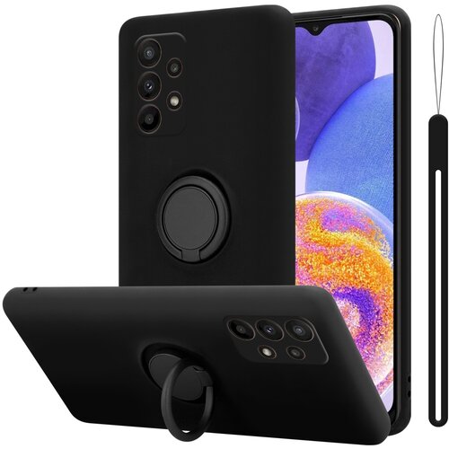 Cadorabo Ohi&scaron;je, združljiv s Samsungom v tekoči črni barvi - za&scaron;čitni pokrov iz fleksibilnega silikona TPU z obročem, (20595487) Cene