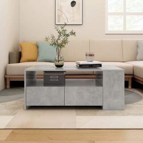 vidaXL Klubska mizica betonsko siva 102x55x42 cm konstruiran les Cene
