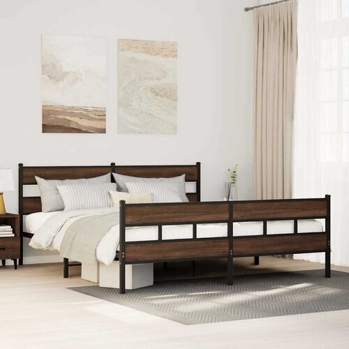  Metalni okvir kreveta bez madraca smeđa boja hrasta 183x213 cm Cijene