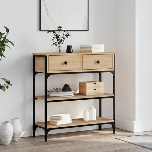 vidaXL Konzolna mizica sonoma hrast 72,5x25x75 cm inženirski les Cene
