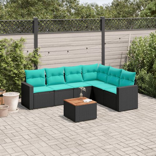  7-dijelni set vrtnih sofa od poliratana s jastucima crni Crna 65.5 x 62 x 69 cm Cene