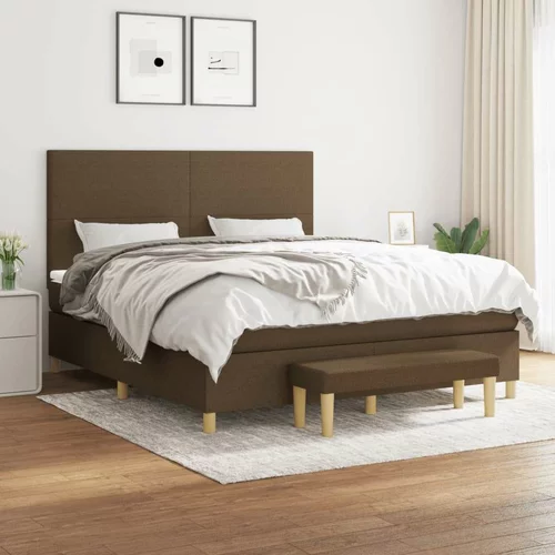 Box spring postelja z vzmetnico temno rjava 160x200 cm blago, (20899927)