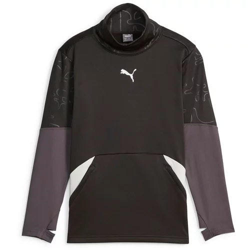 Puma Tehnička sportska majica 'Individual Winterized' patlidžan / crna / bijela