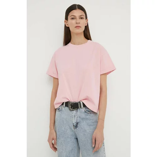 Ba&sh Bombažna kratka majica ženski, roza barva