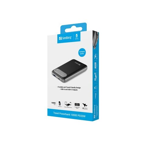Sandberg Travel USB-C 421-16 10000mAh PD20W Powerbank Slike