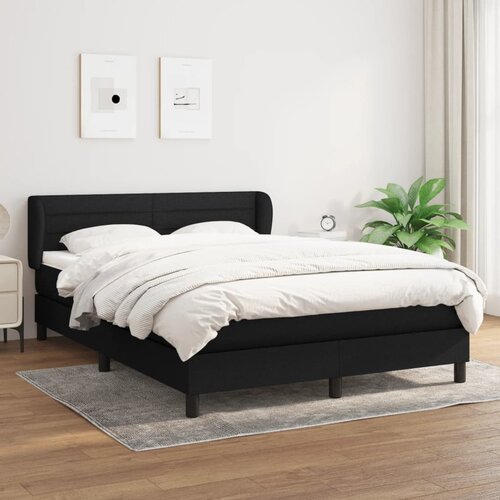 VidaXL Box spring postelja z vzmetnico črna 140x200 cm blago Slike