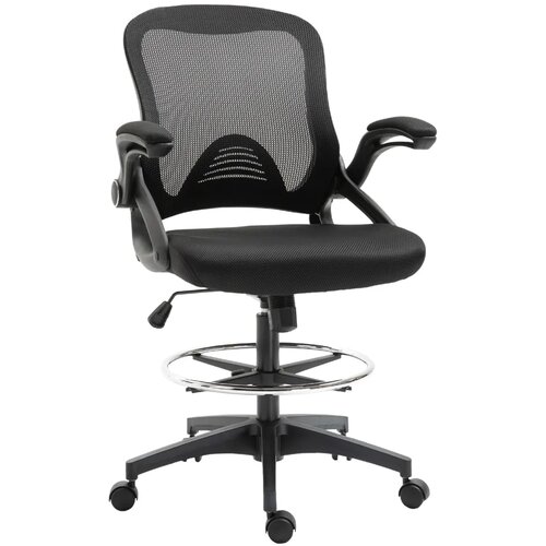  Uredska stolica stolica za stol funkcija stajanja s osloncem za noge okretno sjedalo čelik crna 64 x 60 x 106-126 cm Slike
