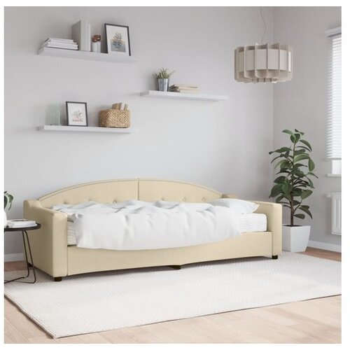 VidaXL Dnevni krevet s madracem krem 80 x 200 cm od tkanine Slike