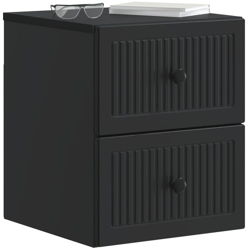  Noćni ormarić za montažu na zid 2 pcs Crna 33 x 34,5 x 40 cm Slike