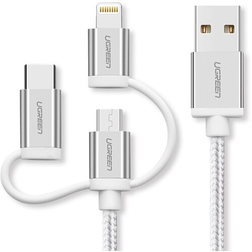 Ugreen USB 2.0 na Micro USB+Lightning+Type C (3 v 1) podatkovni kabel pleten 1,5m Cene