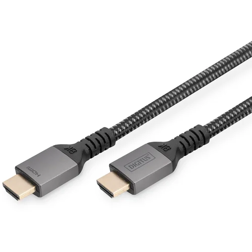 Digitus HDMI priključni kabel HDMI A utikač 1 m crna DB-330200-010-S aluminijski utikač, audio povratni kanal (arc), dvostruko zaštićen, trostruko zaštićen, eARC, fleksibilan, pletena zaštita, sveu...