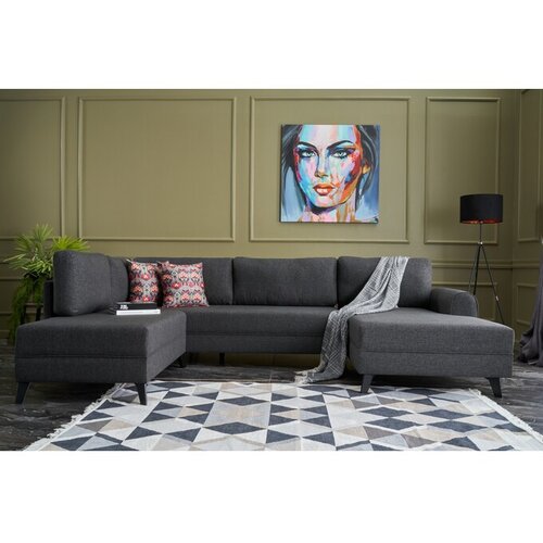 Atelier Del Sofa Antracitno siva raztegljiva kotna sedežna garnitura (v obliki črke "U") Belen – Cene