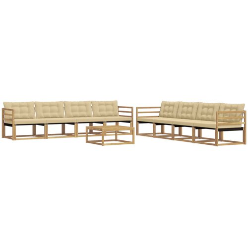  Set vanjskih sofa 9 pcs Bijela i bež 79 x 79 x 37 cm Slike