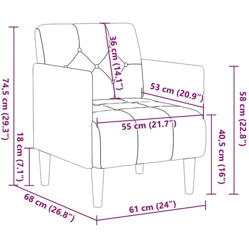 SOFA s naslonima za ruke 55 cm lanena Slike