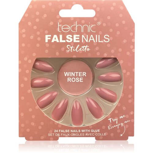 Technic_Cosmetics False Nails Stiletto umetni nohti Winter Rose 24 kos Cene