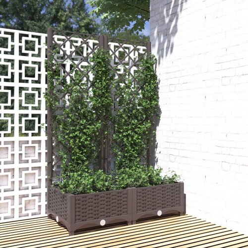 vidaXL Vrtna sadilica s rešetkom smeđa 80 x 40 x 121,5 cm PP Cijene