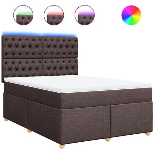 VidaXL Box spring postelja z vzmetnico temno rjava 160x200 cm blago, (21304551) Slike