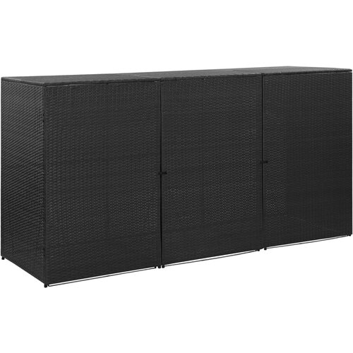 VidaXL Trojna lopa za smetnjak črna 229x78x120 cm poli ratan Slike