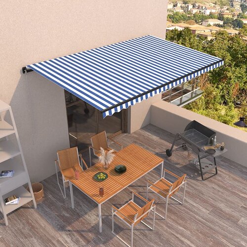 vidaXL tenda na ručno uvlačenje 500 x 350 cm plavo-bijela Cijene