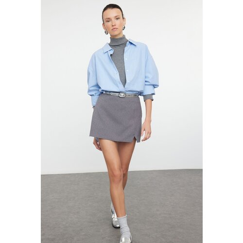 Trendyol Gray Mini Slit Detailed Woven Shorts Skirt Cene