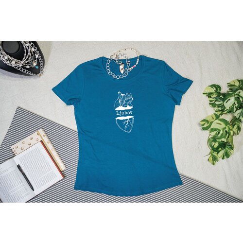  Anatomska ljubav - Strukirana majica Svetlo plava M Cene