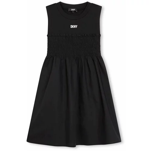 Dkny Dječja haljina boja: crna, midi, širi se prema dolje