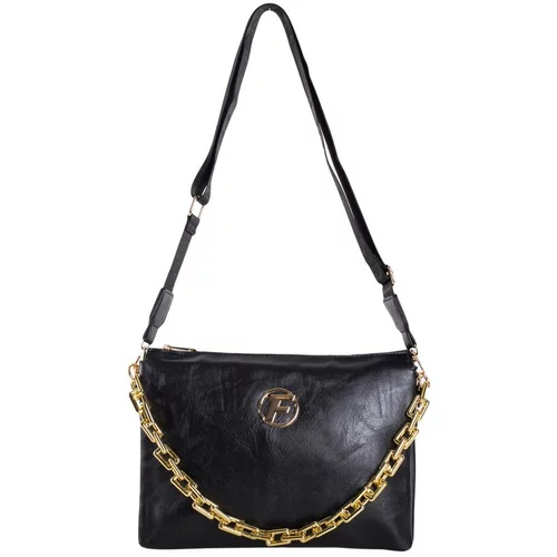 Fashion Hunters Black women's shoulder bag with a chain