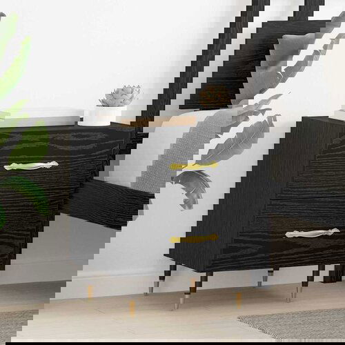 vidaXL Nočna omarica s predalom 2 pcs Črni hrast 40 x 35 x 47.5 cm Cene