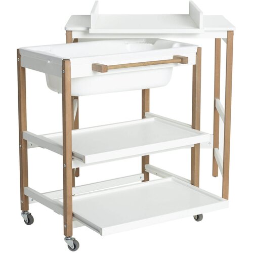 Qu-ax previjalna miza z banjico smart white naturel Cene