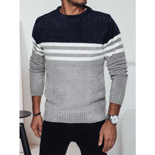 DStreet Sweter męski w paski szary Slike