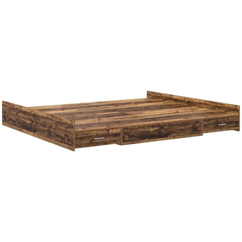  Krevet s ladicama Staro drvo 200 x 200 cm Konstruirano drvo Slike