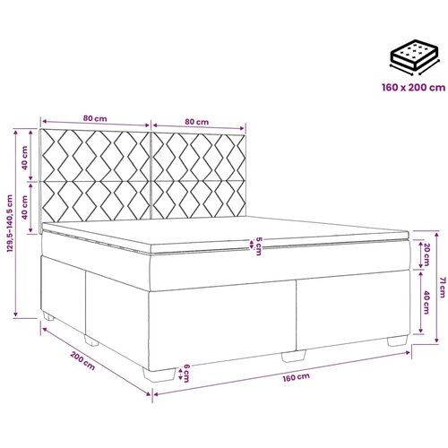  Boxspring krevet s madracem Plava 160 x 200 cm Bar&amp;scaron;un - Plava 160 x 200 cm Dizajn s rombovima Slike